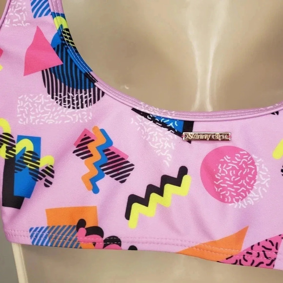 2/$25-Skinny Dip S Bikini-Barbie Retro 90s  Print Pink Abstract Size Small NWOT - Picture 11 of 14
